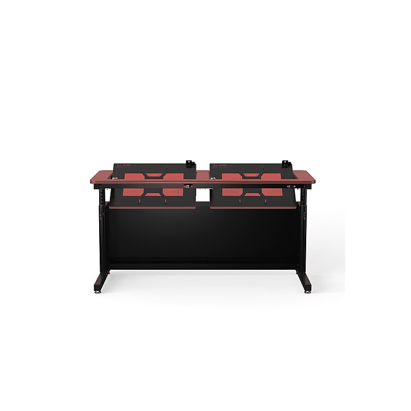 VersaDesk Revolution 60"W Manual Adjustable Standing Computer Table, Cherry/Black (RST6024-BC) image 1