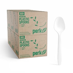 Perk™ Eco Compostable PLA Spoon, Medium-Weight, White, 1800/Carton