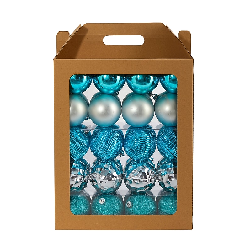 Nearly Natural Holiday Shatterproof Blue Christmas Tree Ornament Box Set, 80mm, 40/Set (D1000-BL) image 1