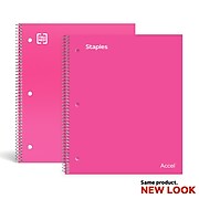 Staples Premium 1-Subject Notebook, 8.5" x 11", College Ruled, 100 Sheets, Pink (TR51448)