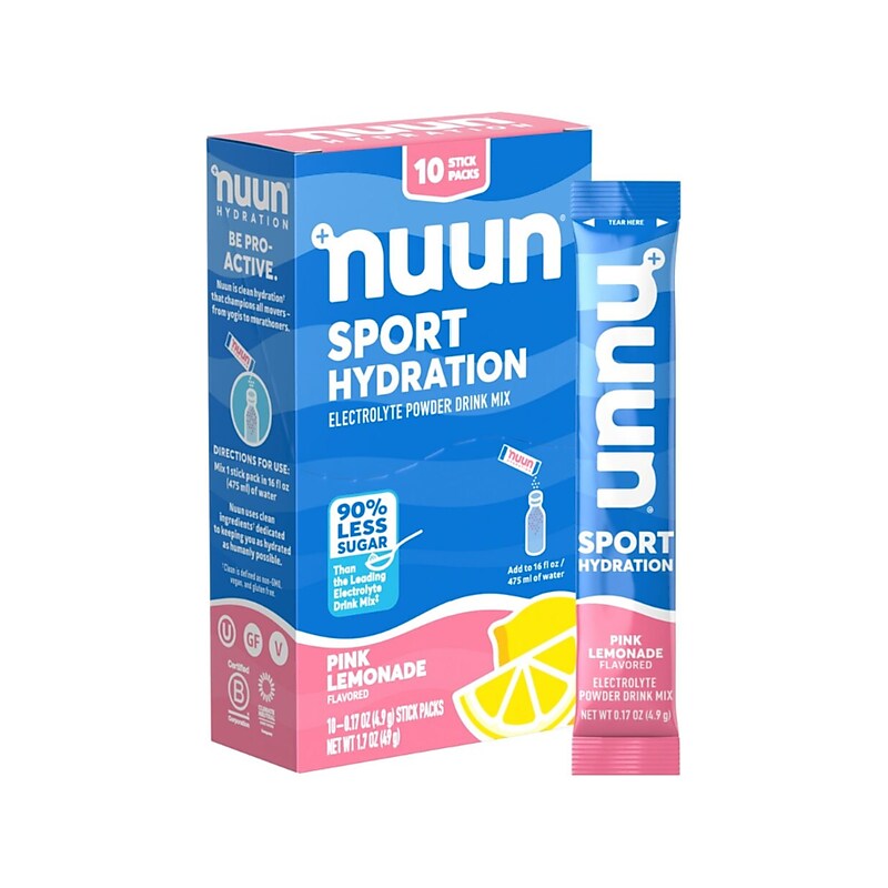 Nuun Sport Hydration Pink Lemonade Electrolyte Powder Drink Mix, 0.17 oz., 10 Packets/Box (12559317) image 1