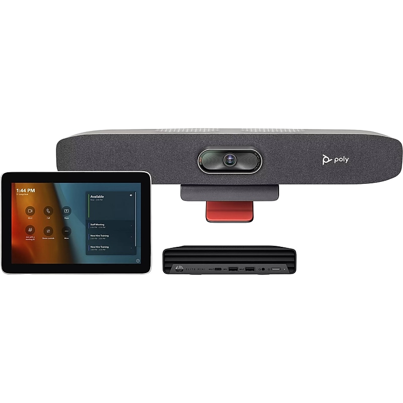 Poly Studio R30 USB Video Bar & GC8 Controller 4K 3840 x 2160 Video Conferencing System, Wall Mount, Sand (9D9R4AA) image 1