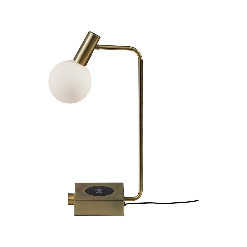 Adesso Windsor LED Desk Lamp, 17.5", Antique Brass/White (3214-21) image 1