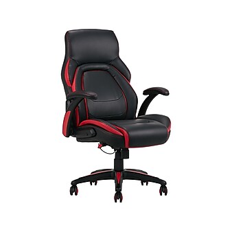 Dormeo Vantage Ergonomic Bonded Leather Swivel Manager Chair, Black/Red (60030-RED)