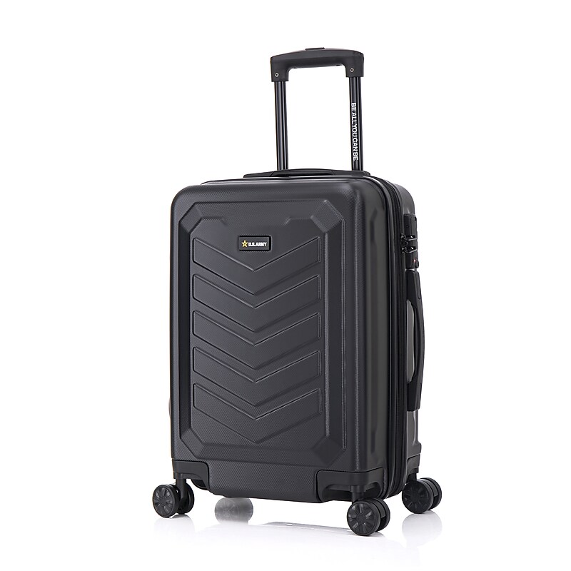US Army FOX PRO 20" Hardside Carry-On Suitcase, 4-Wheeled Spinner, TSA Checkpoint Friendly, Black (USLFPRO00S-BLK) image 1