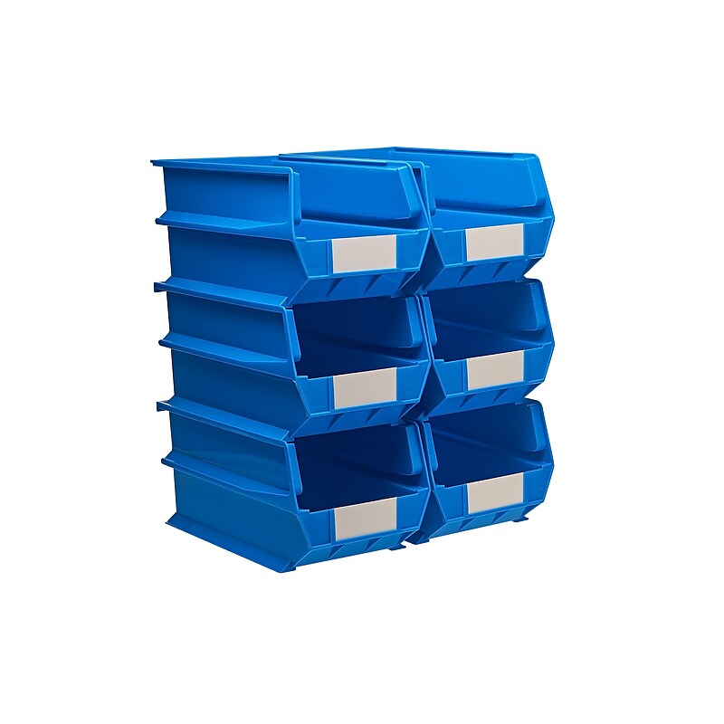 Triton Products LocBin Stackable Storage Bin, 7" x 8.25"x 14.75", Blue, 6/Pack (3-240B) image 1