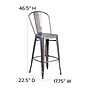 Flash Furniture Lincoln Contemporary Metal Vertical Back Indoor Barstool, Clear Coat/Gray (XUDGTP01B30PL1G)~#|#~576EC085-55FD-41B7-8BA01506F2FE104E_sc7