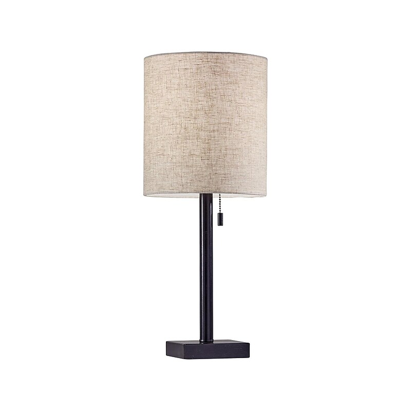 Adesso Liam Incandescent/CFL Table Lamp, Antique Bronze/Natural (1546-26) image 1