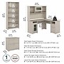Bush Furniture Cabot 60"W L Shaped Computer Desk with Hutch, File Cabinet and Bookcase, Linen White Oak (CAB010LW)~#|#~577760B4-DAA7-4AA5-9E8FAE6CB8AC22BB_sc7