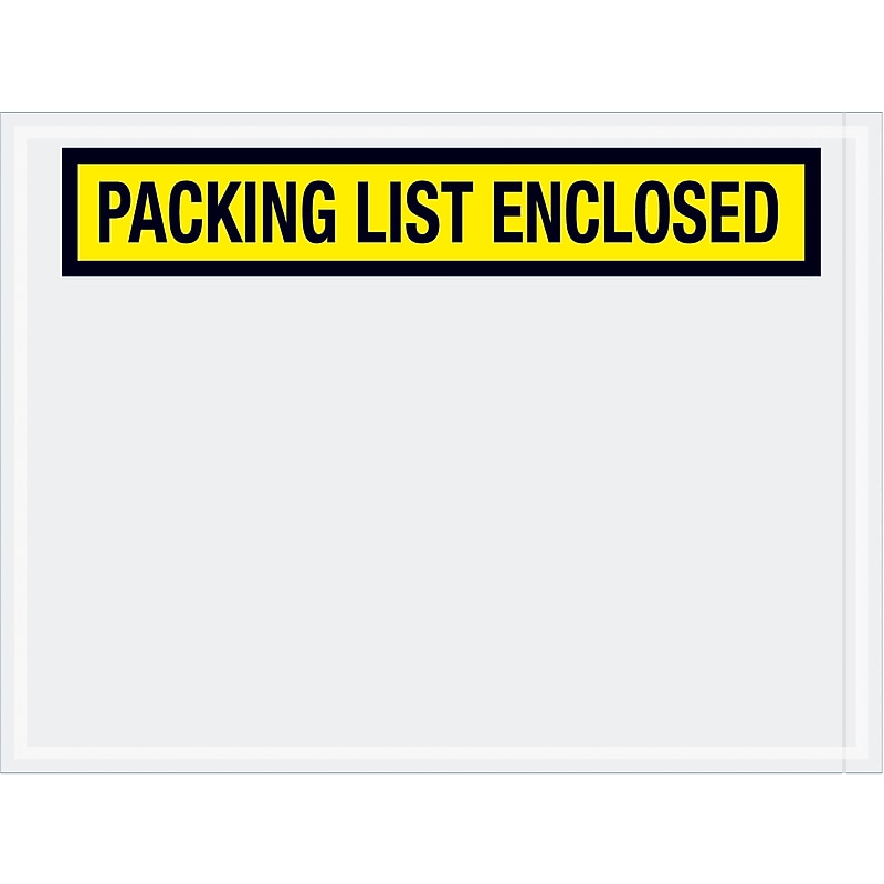 "Packing List Enclosed"Packing List Envelope, 6" x 4.5", Yellow, 1000/Carton (PL441) image 1
