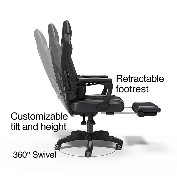 Staples Emerge Vomax Bonded Leather Ergonomic Gaming Chair Staples Emerge Vomax Bonded Leather Ergonomic Gaming Chair
