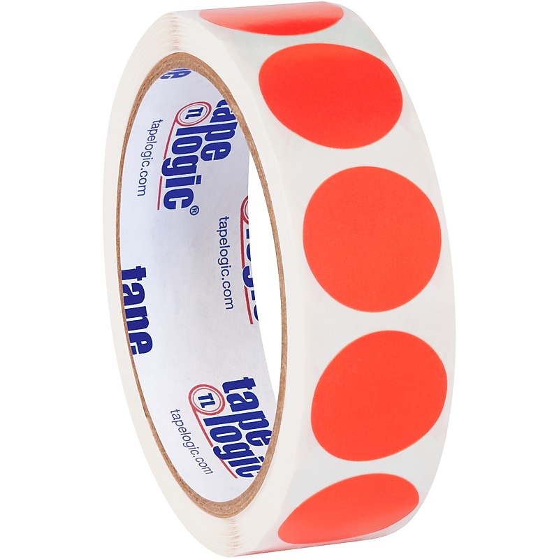 Tape Logic 1" Circle Inventory Label, Fluorescent Red, 500/Roll (DL611G) image 1