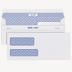 Staples Reveal-N-Seal Security Tinted #10 Double Window Envelopes