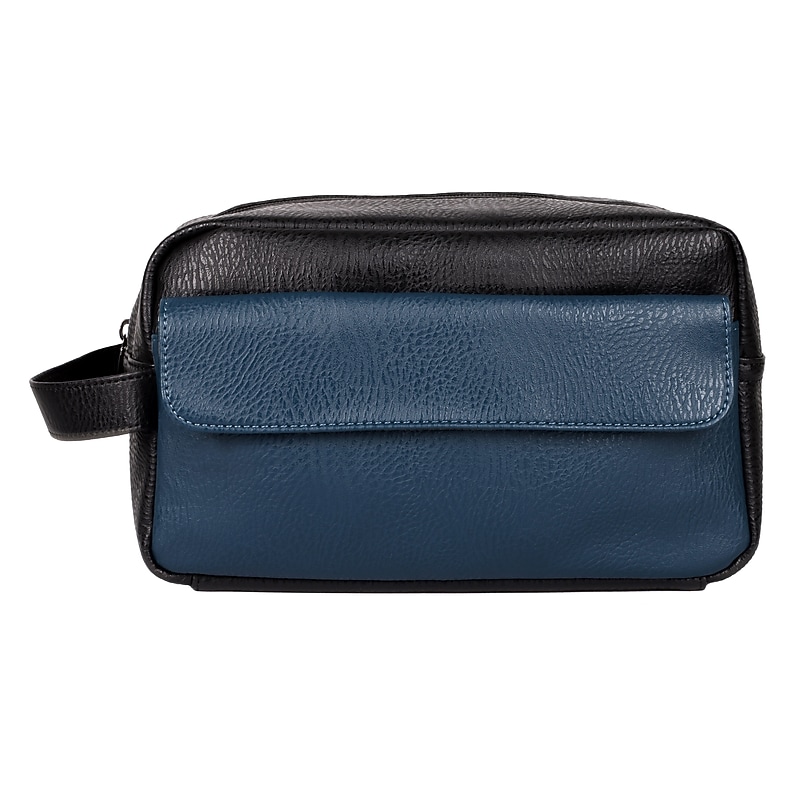 Karla Hanson Men's Travel 10.4" Toiletry Bag, Water Resistant, Black/blue (71305BLACKBLUE) image 1