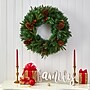 Nearly Natural 24 in. Pre-Lit Mixed Pine Wreath, Green (W1117)~#|#~579892D2-E4CF-4006-96687DB5C9C5F4F8_sc7