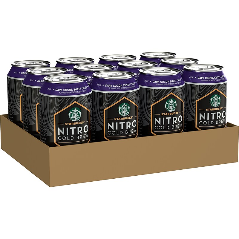Starbucks Nitro Dark Cocoa Sweet Cream Cold Brew Coffee, 9.6 fl. oz., 12/Carton (20478) image 1
