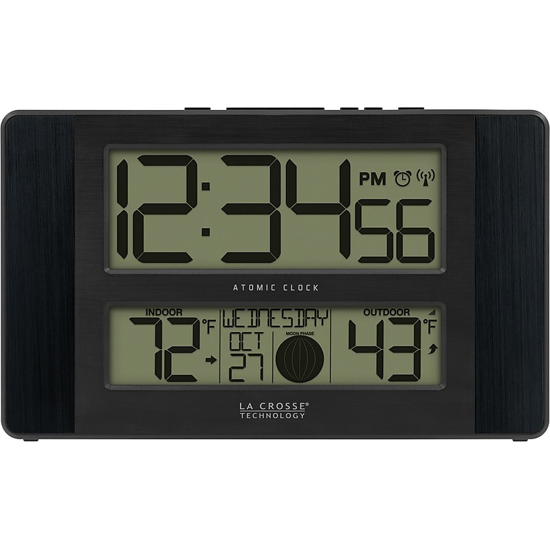 La Crosse Technology Atomic Digital Wall/Table Clock, 11.1" x 6.5" (513-1417BS) image 1