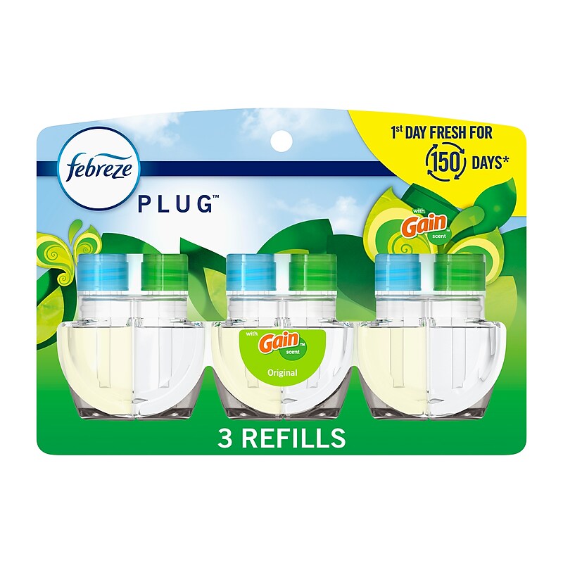 Febreze Fade Defy Plug Air Freshener Warmer Refill, Gain Original Scent, 0.87 fl. oz., 3/Pack (54341) image 1