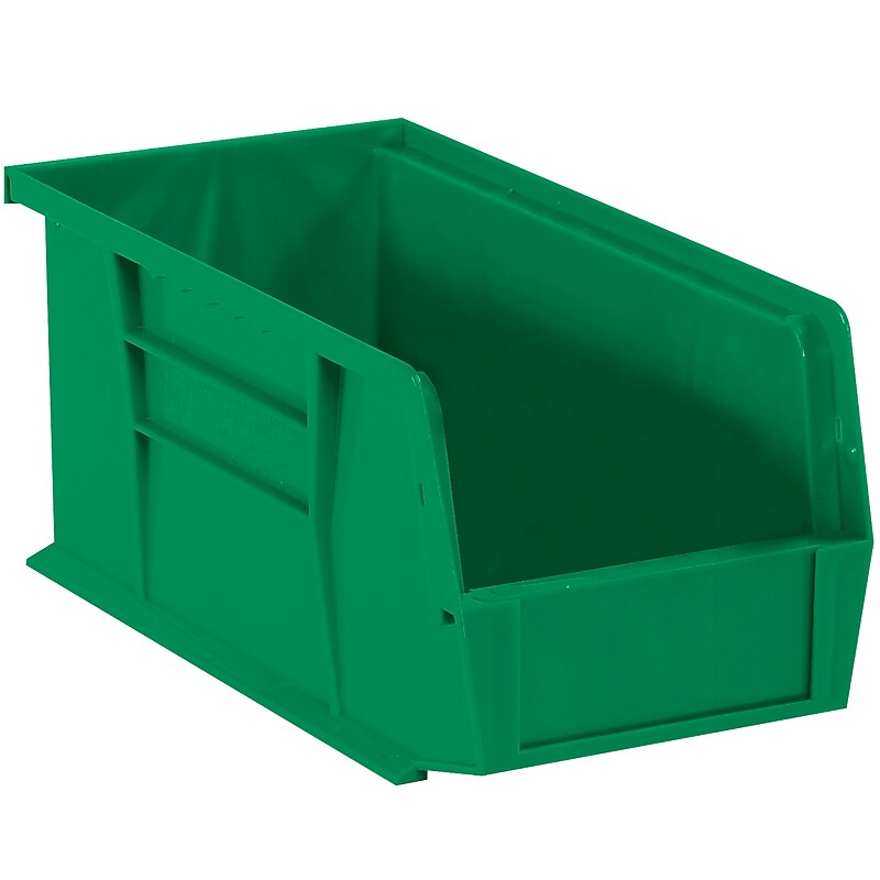 Partners Brand Large Stackable Plastic Storage Bin, 18" x 9"x 8.24", Green, 6/Carton (BINP1889G) image 1