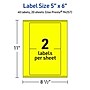 Avery Laser/Inkjet Rectangle Multipurpose Labels, 5" x 6", Neon Yellow, 40/Pack (94257)~#|#~57A7DDE9-88CC-4CAE-9FB919F39E7BEB52_sc7