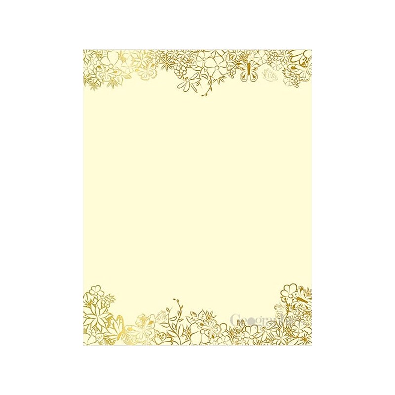 Geographics Gold Flowers Letterhead, Yellow/Gold, 40/Pack (48937) image 1