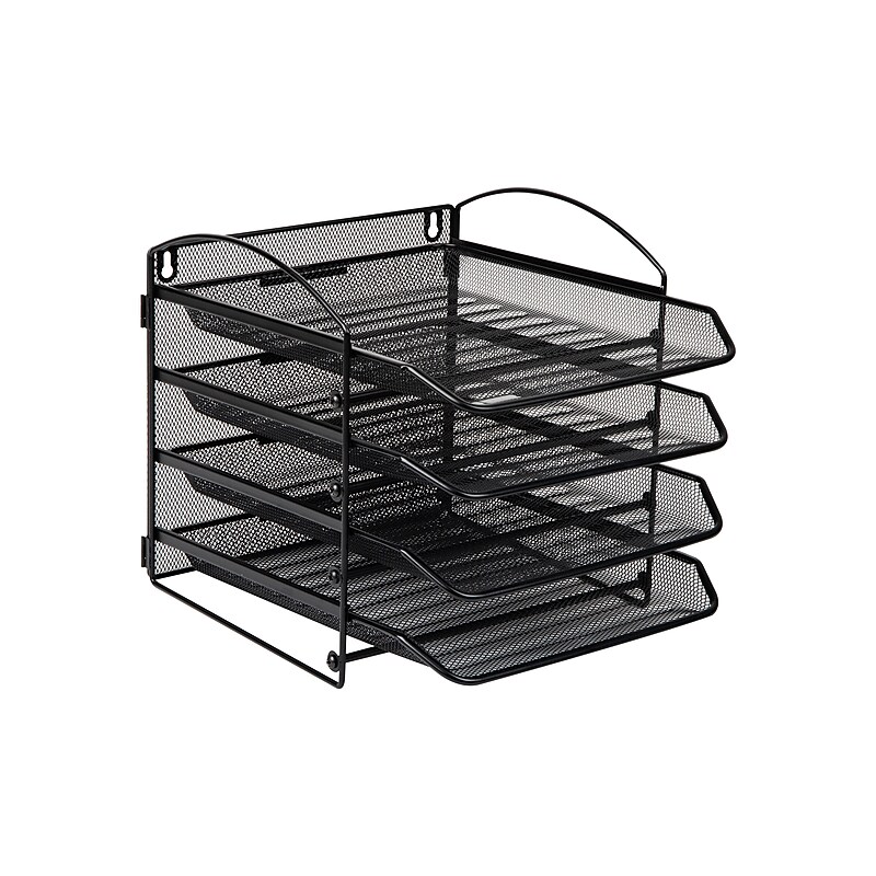 Mind Reader 4-Pocket Metal Mesh Mountable Wall File, Letter Size, Black (4THANG-BLK) image 1