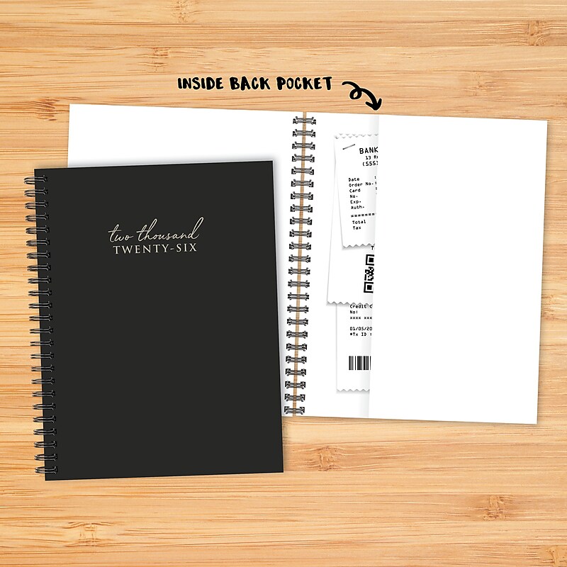 2026 Willow Creek Contemporary Black 6.5" x  Weekly & Monthly Planner, Paperboard Cover (57759) image 1