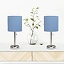 Creekwood Home Oslo Duo 19.5" LED Table Lamp with USB Port, Brushed Steel/Blue Shade, 2/Set (CWT-2012-BL-2PK)~#|#~57BC54A3-70DD-4001-9CEE6113FA050DBF_sc7
