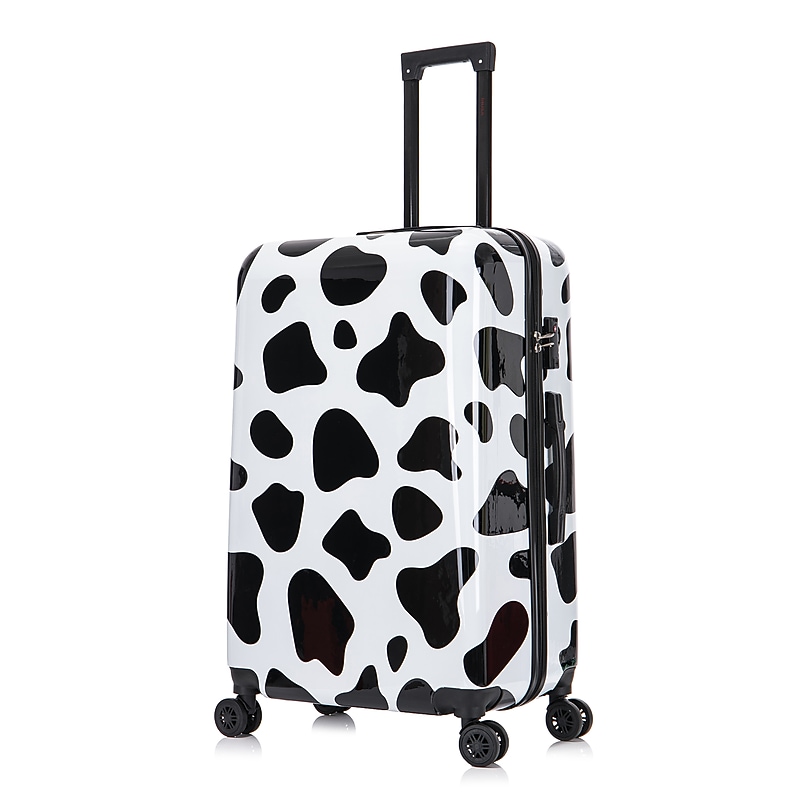 InUSA Prints 30.76" Hardside Suitcase, 4-Wheeled Spinner, TSA Checkpoint Friendly, Cow Animal Print (IUAPC00L-COW) image 1
