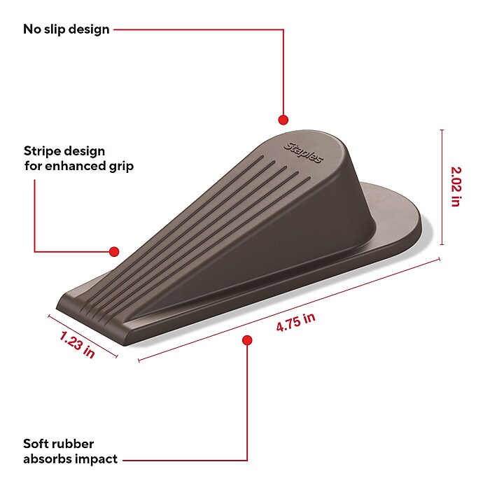 Staples Large Rubber Door Stops, Brown, 12/Pack (ST62712-12PK