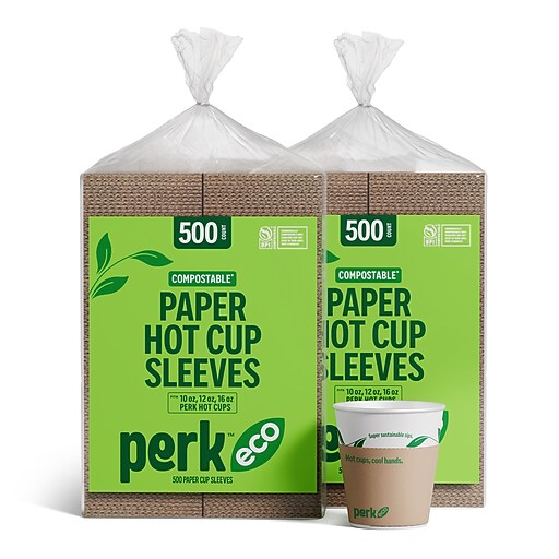 Perk™ Eco Paper Hot Cup Sleeves, Brown, 1000/Carton (PK56227CT