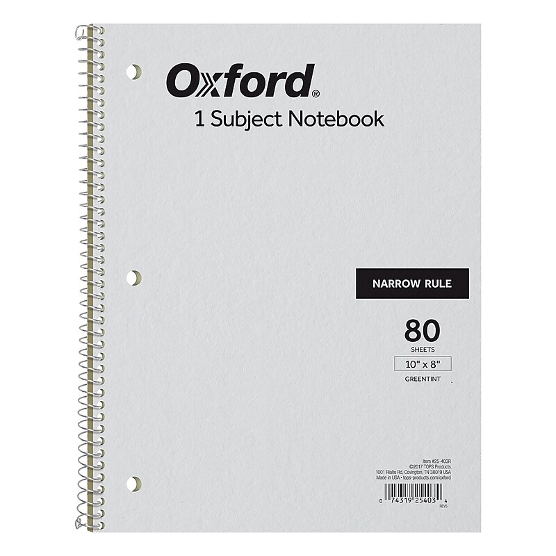 Oxford 1-Subject Notebooks, 8" x 10", Narrow Ruled, 80 Sheets, Kraft (25-403R) image 1