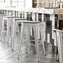 Flash Furniture Kai Indoor-Outdoor Backless Bar Height Stool, White with Gray Seat (CH3132030WHPL2G)~#|#~57D53097-AF33-4557-93C8DA2DD0421AD2_sc7