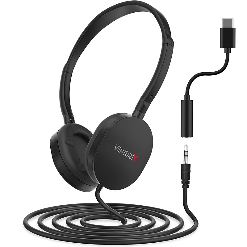 VentureX K22 Stereo Kids Learning Stereo Phone & Computer Headset, 3.5mm & USB-C Adapter (VHPK22BD1) image 1
