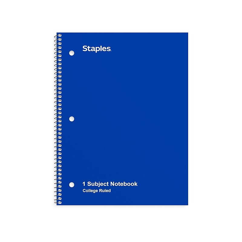 Staples 1-Subject Notebook, 8" x 10.5", College Ruled, 70 Sheets, Blue (ST27500C) image 1