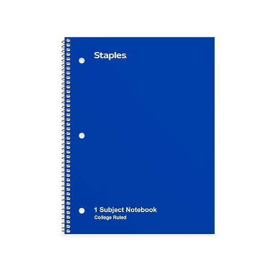STAPLES 1‑Subject Notebook, 8” x 10.5”, College Ruled, 70 Sheets, Blue~#|#~57DD0AD8-50DF-4ACF-B403E19074AAB8E7_sc7