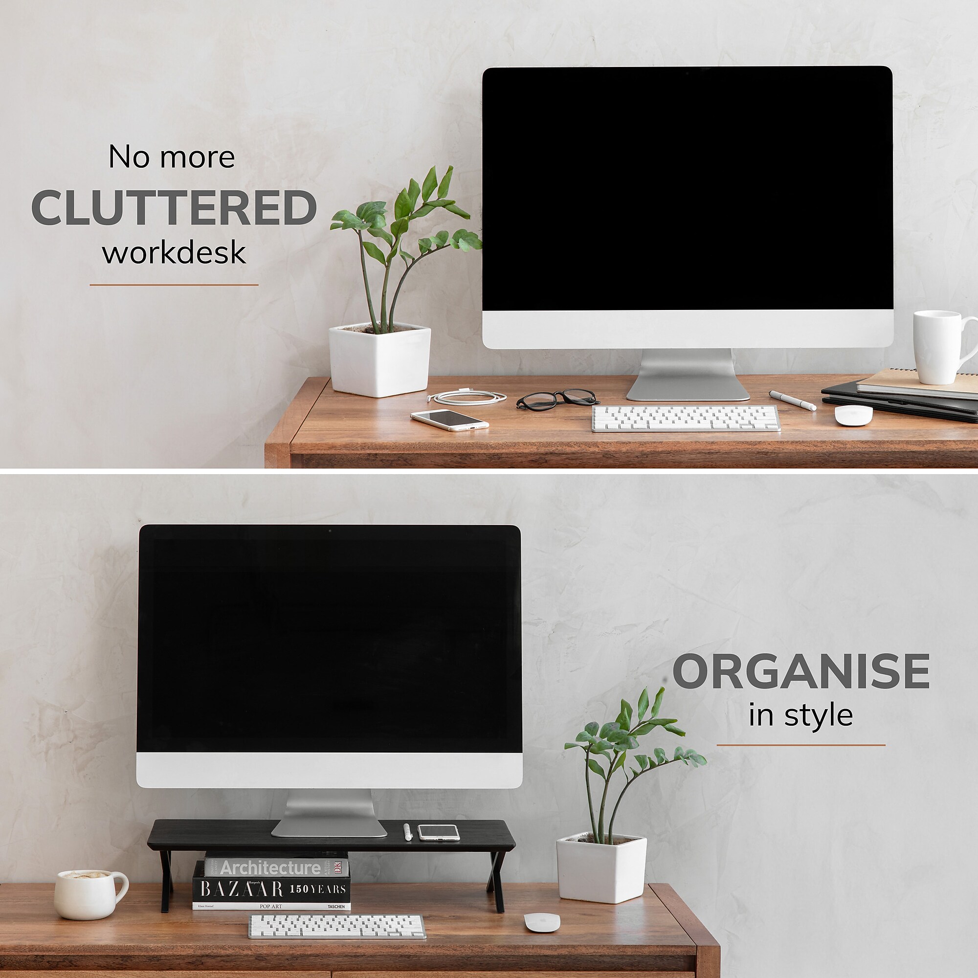 Anji Mountain Acacia Wood & Metal Monitor Stand, Up to 32″ Monitor, Black (MS-BLK-04BLK) Sansujyuku sansujyuku.com