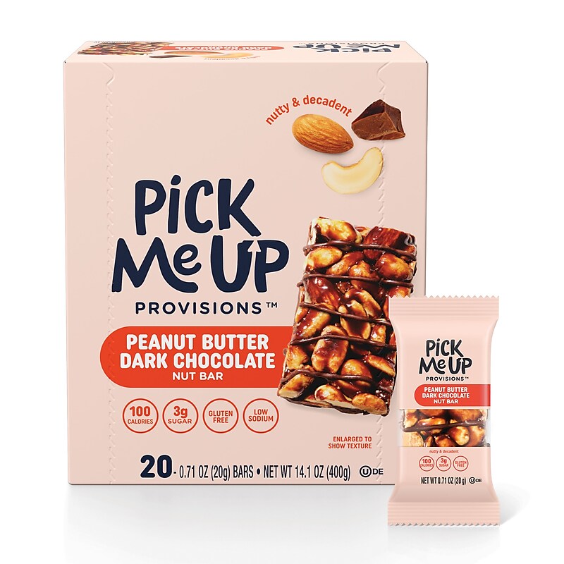 Pick Me Up Provisions™ Mini Gluten Free Peanut Butter Dark Chocolate Nut Bar, 0.7 oz., 20/Box (PM62796) image 1