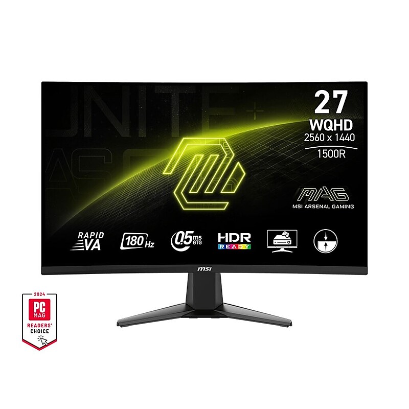MSI MAG Series Ultrawide 27" Curved WQHD 180Hz LED Gaming Monitor with AMD FreeSync, Black (MAG 27CQ6F) image 1