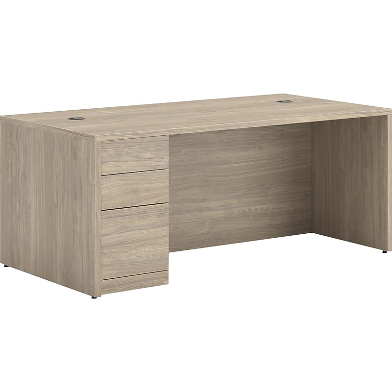 HON 10500 Series 72"W Left Pedestal Desk, Kingswood Walnut (H105896L.LKI1LKI1) image 1