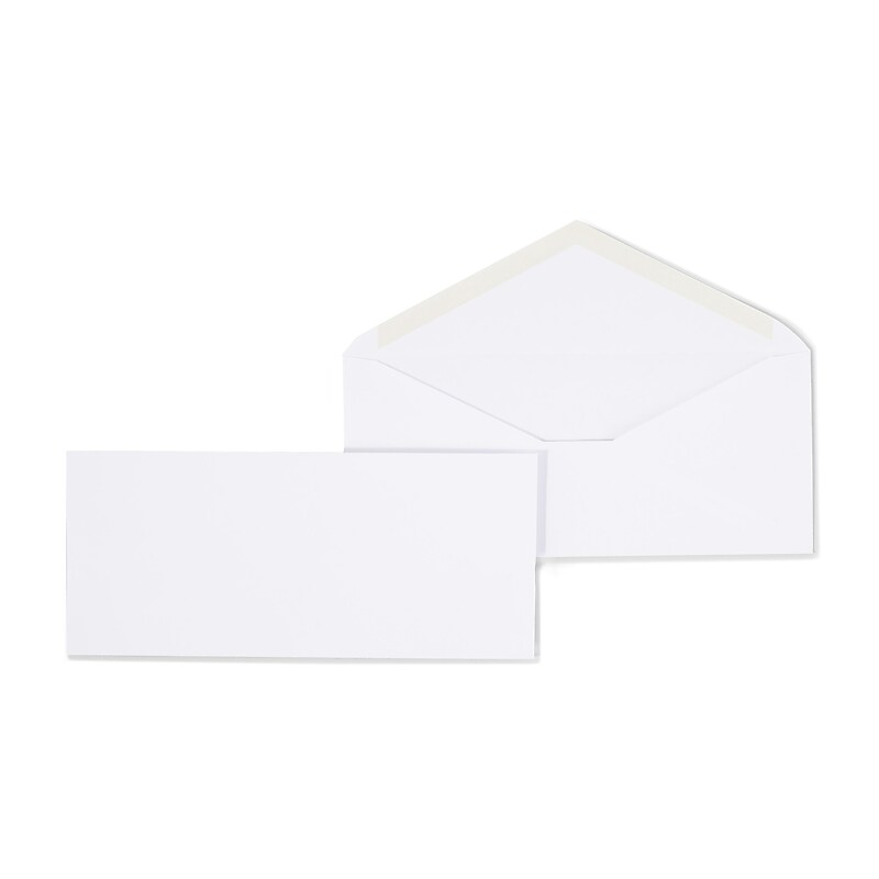 Staples Gummed #10 Envelope, 4-1/8" x 9-1/2", White, 2500/CT (50301) image 1