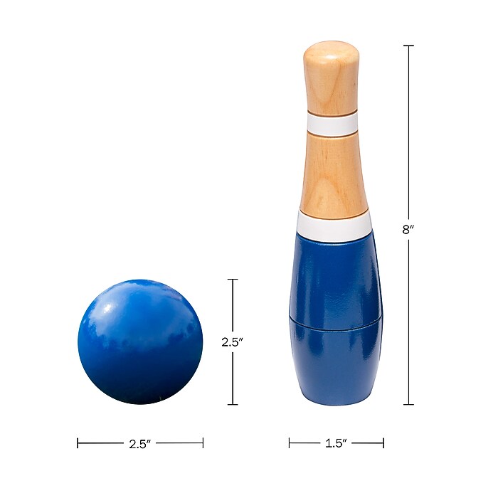 Hey! Play! Indoor/Outdoor Wooden Bowling Set, Multicolored
