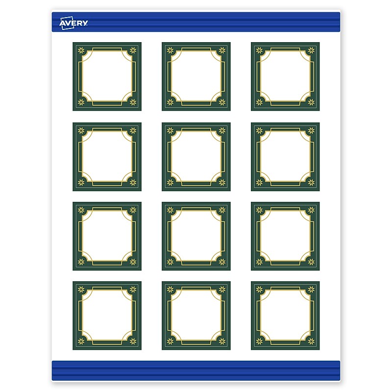 Avery Gold-Green Border Matte Blank Card, White, 120/Pack (S00-FDJ) image 1