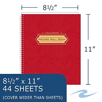 Roaring Spring Paper Products Teacher's Record Roll Book, 8.5" x 11", 44 Sheets (72900)