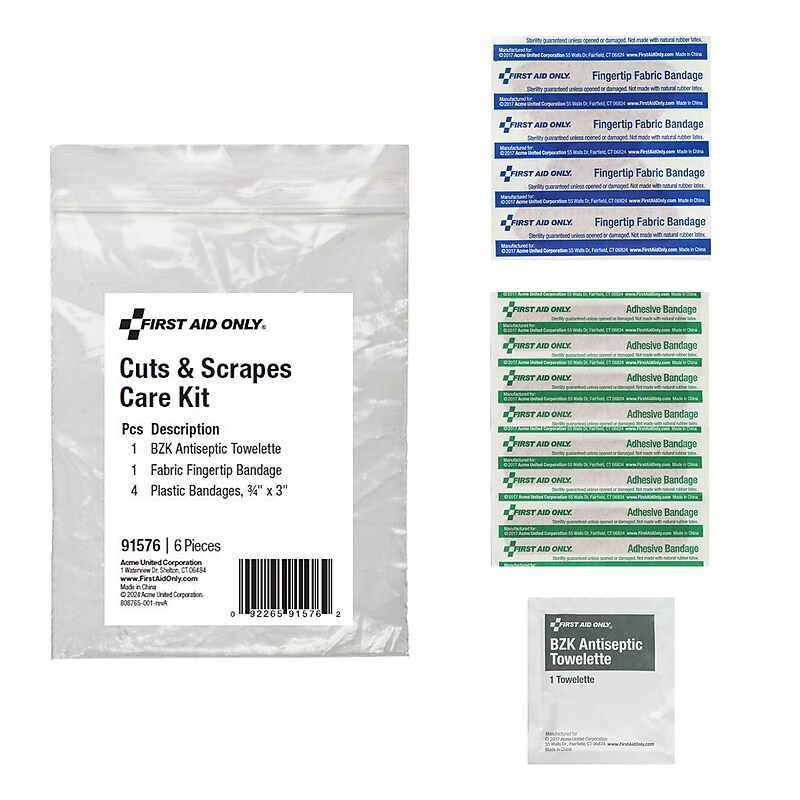 First Aid Only Cuts and Scrapes Care Kit, 6 Pieces, 25 Packs/Carton (91576) image 1