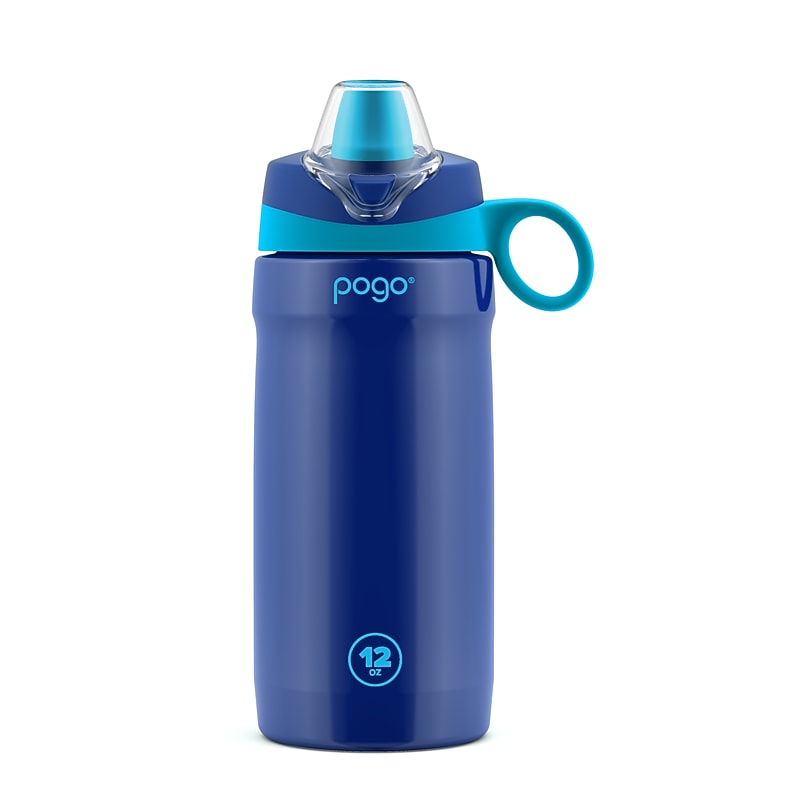 Pogo Stainless Steel Soft Straw Water Bottle, 12 oz., Touchdown Blue (410-0694-022-6) image 1