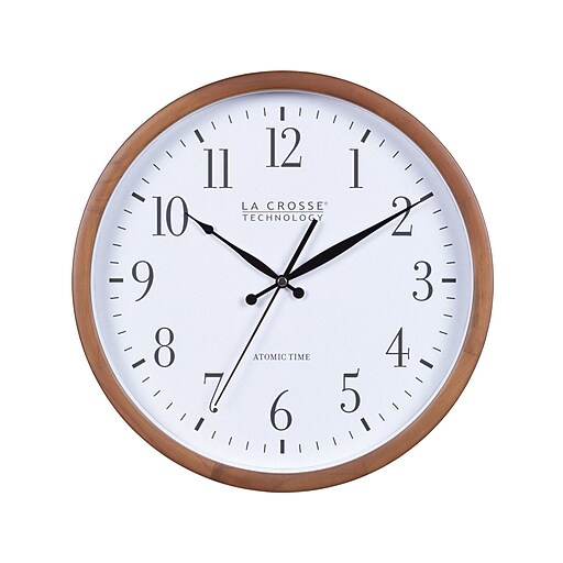 La Crosse Technology Atomic Wall Clock, Wood, 12.80" (40450447) Staples