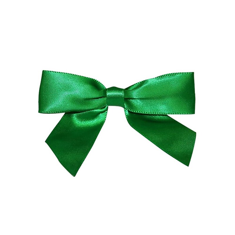 JAM Paper Satin Bows, Emerald Green, 100/Pack (52640349213) image 1