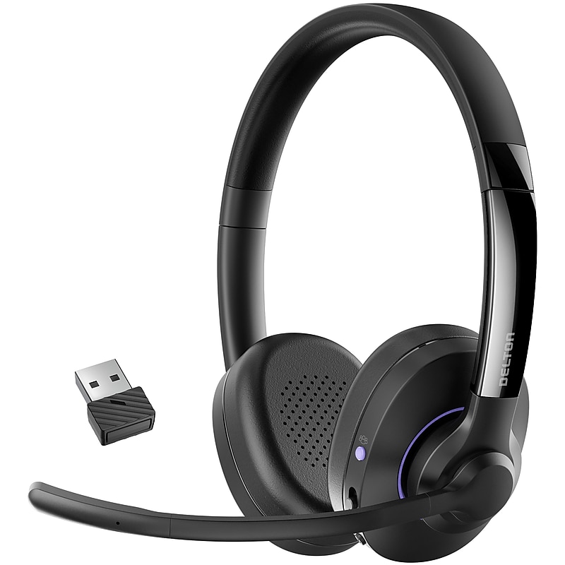 Delton 60X Stereo Noise Canceling Bluetooth Computer Headset - Compatible with MS Teams, Black (DBTHEAD60XBTDL) image 1