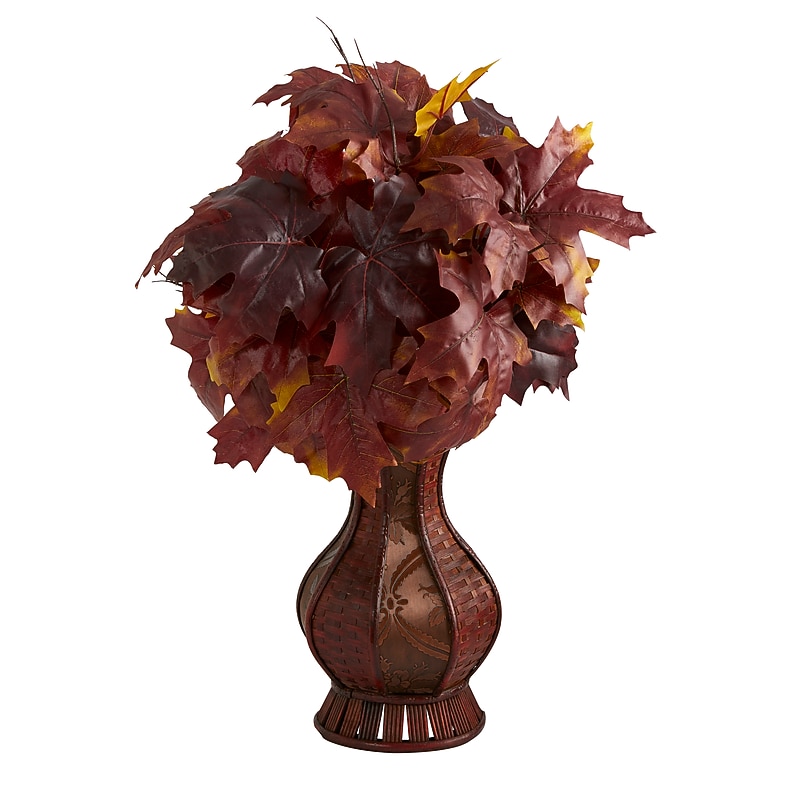 Nearly Natural 24" Autumn Maple Leaf Artificial Plant in Decorative Planter (P1547-BG) image 1